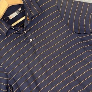 Navy and Gold Striped Polo Shirt